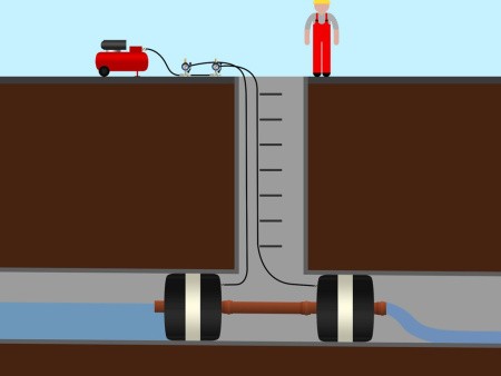 Пневматическое заглушающее перекрытие LAMPE   серия 2000 под обводную трубу, применение Пневматическое заглушающее перекрытие LAMPE   серия 2000 под обводную трубу, применение